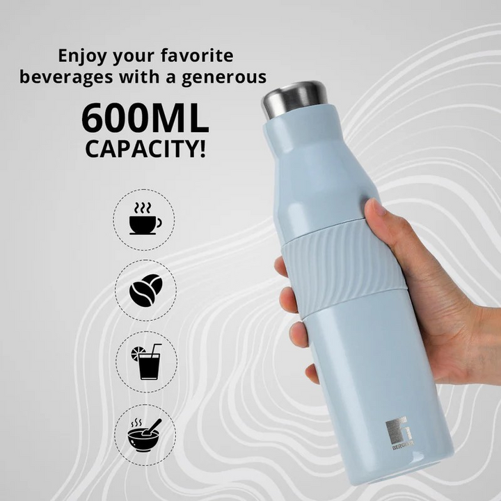 Bergner Walking Grip & Go Thermosteel Hot and Cold 600ml Flask | Double Walled Bottle