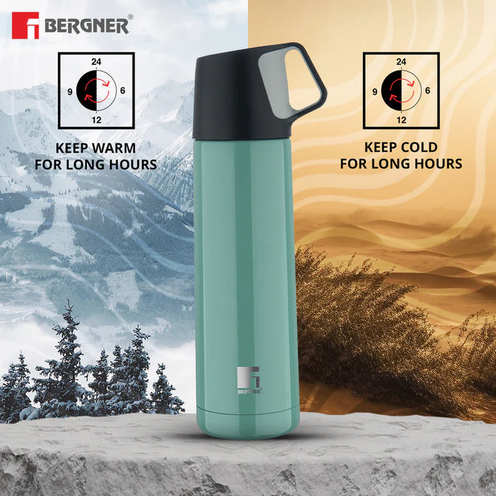 HydroCup 500ml Flask | Bergner Thermosteel Double-Walled Hot & Cold Bottle