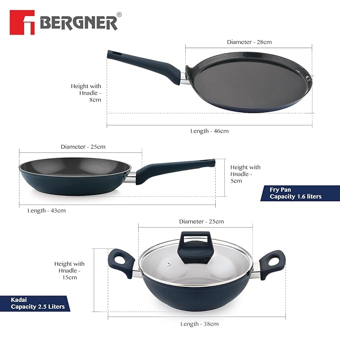 Bergner Titan Forged Aluminum 4-Piece Cookware Set | Non-Stick