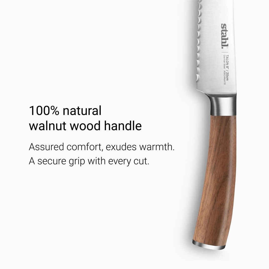 Bread Knife Talon Series Stahl Bread Knife | Walnut wood Handle, 8 Inches / 20 cm