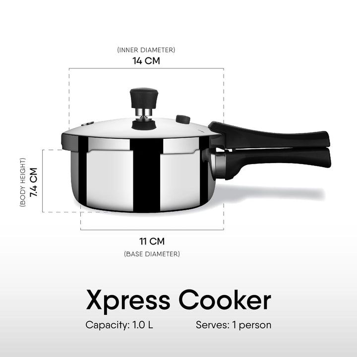 Xpress Cooker Baby Triply Pressure Cooker| Induction & Gas Stove Compatible
