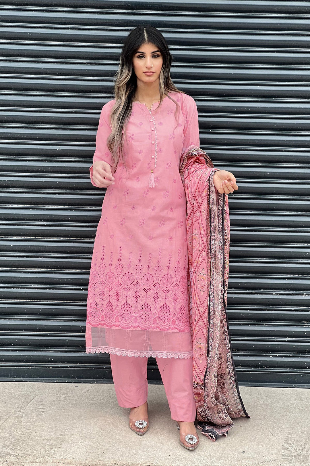 Graceful Pink Cotton Kameez with Salwar | Completed with a Gorgeous Cotton Dupatta
