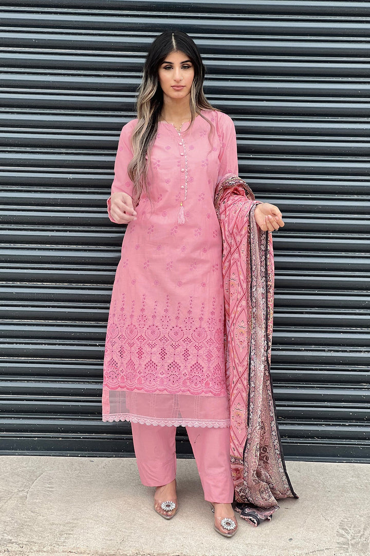 Graceful Pink Cotton Kameez with Salwar | Completed with a Gorgeous Cotton Dupatta