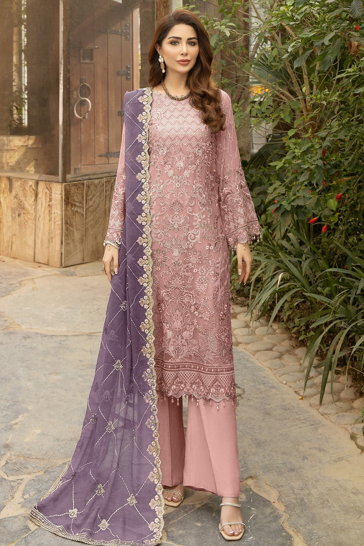 Dusty Pink Georgette and Georgette Combination | Elegant Georgette Dupatta