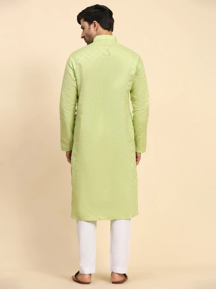 Light Green Pure Cotton Kurta Pajama for Men | Traditional Elegance