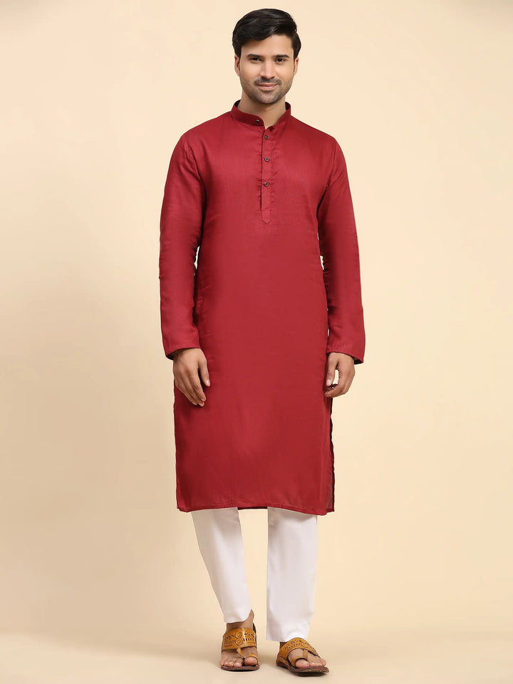 Maroon Kurta Pajama | Men’s Festive Kurta Set with Embroidery