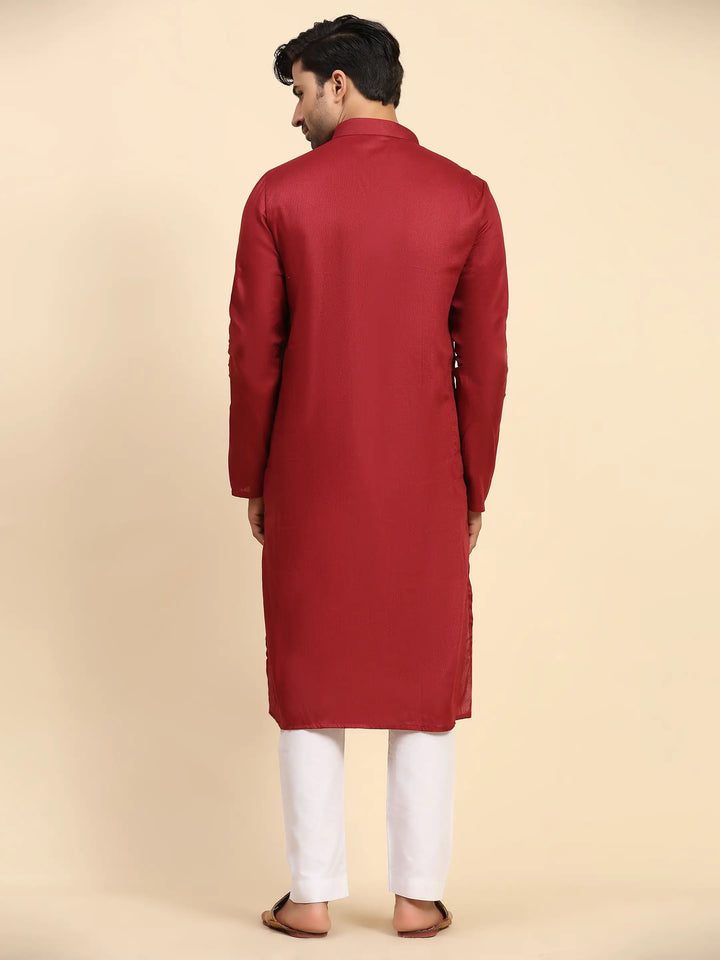 Maroon Kurta Pajama | Men’s Festive Kurta Set with Embroidery