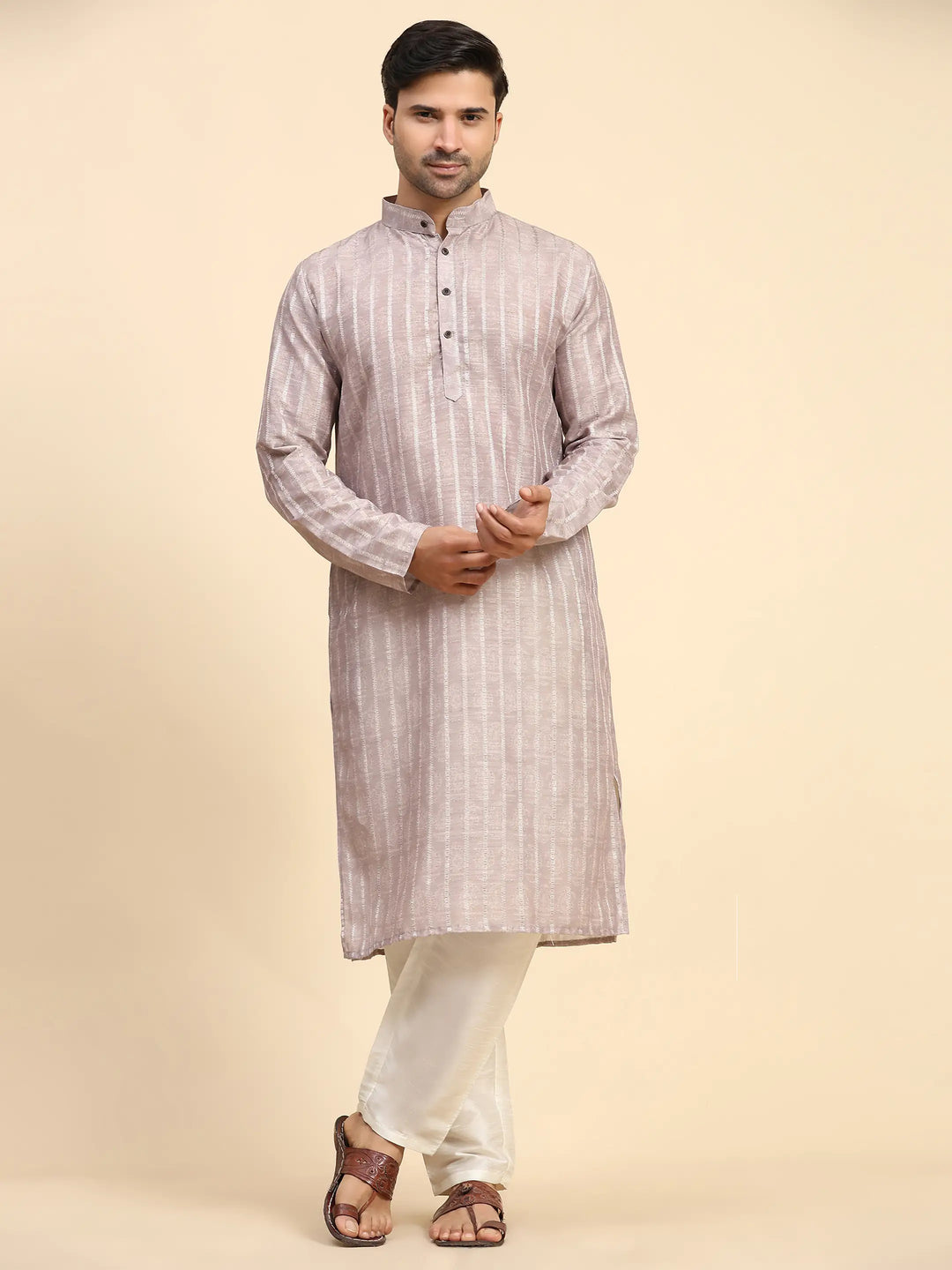 Men’s Light Mauve Kurta Set | Ideal for Sangeet & Festive Occasions