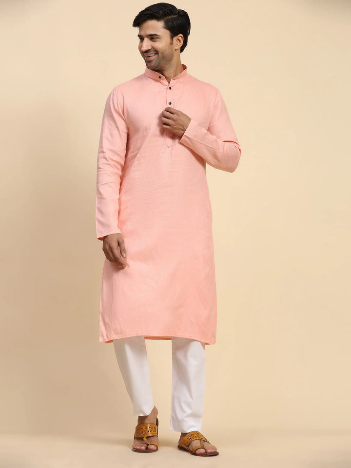 Baby Pink Kurta Set for Men | Premium Cotton Kurta Pajama Set