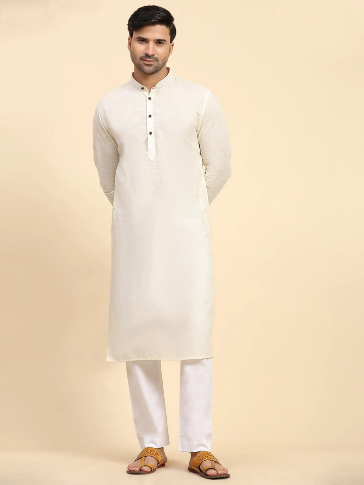 Elegant Off-White Kurta Pajama Set | Perfect for Festive Celebrations