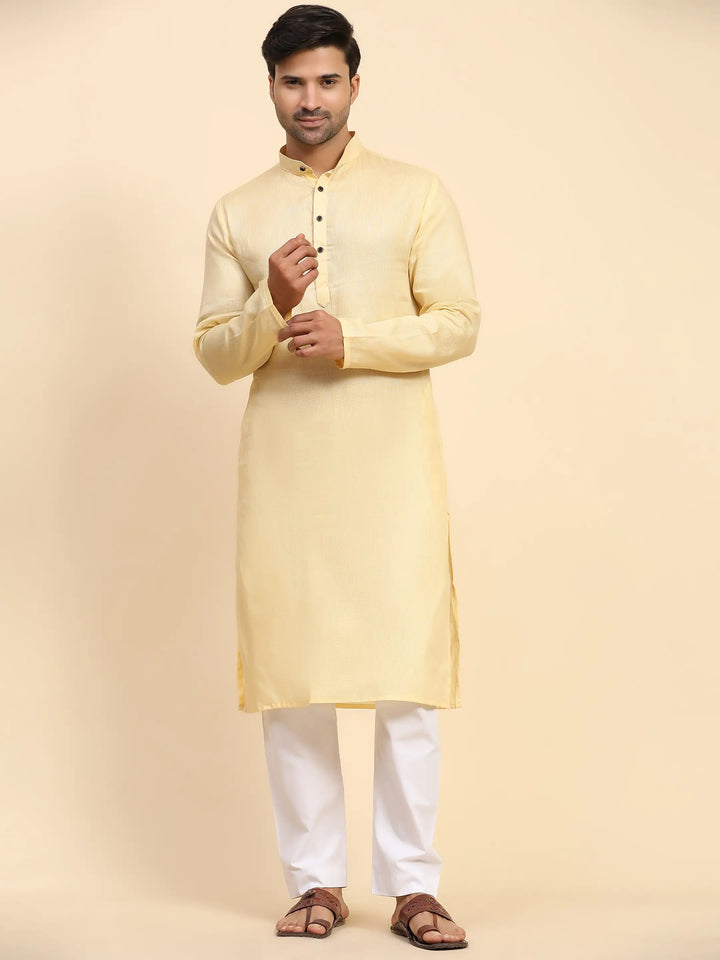 Light Yellow Kurta Pajama Set | Elegant Attire for Festivals & Haldi