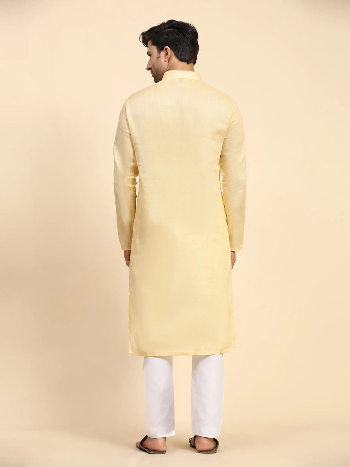 Light Yellow Kurta Pajama Set | Elegant Attire for Festivals & Haldi