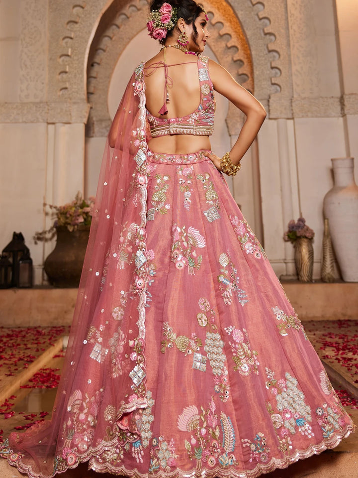 Beaded dusty pink lehenga choli set