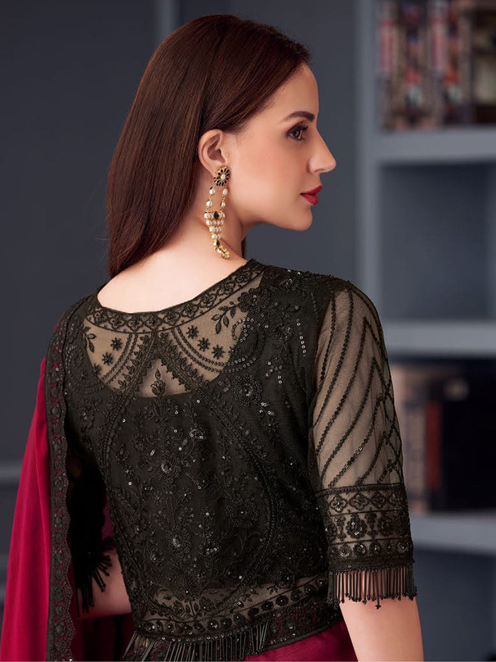 Best Awesome Red Sequins Chiffon Saree with Blouse