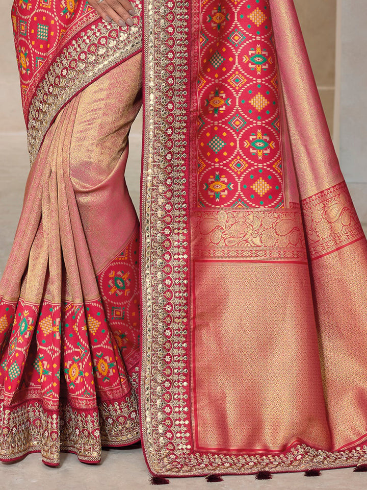 Best Stunning Peach Kanjivaram Silk Saree 