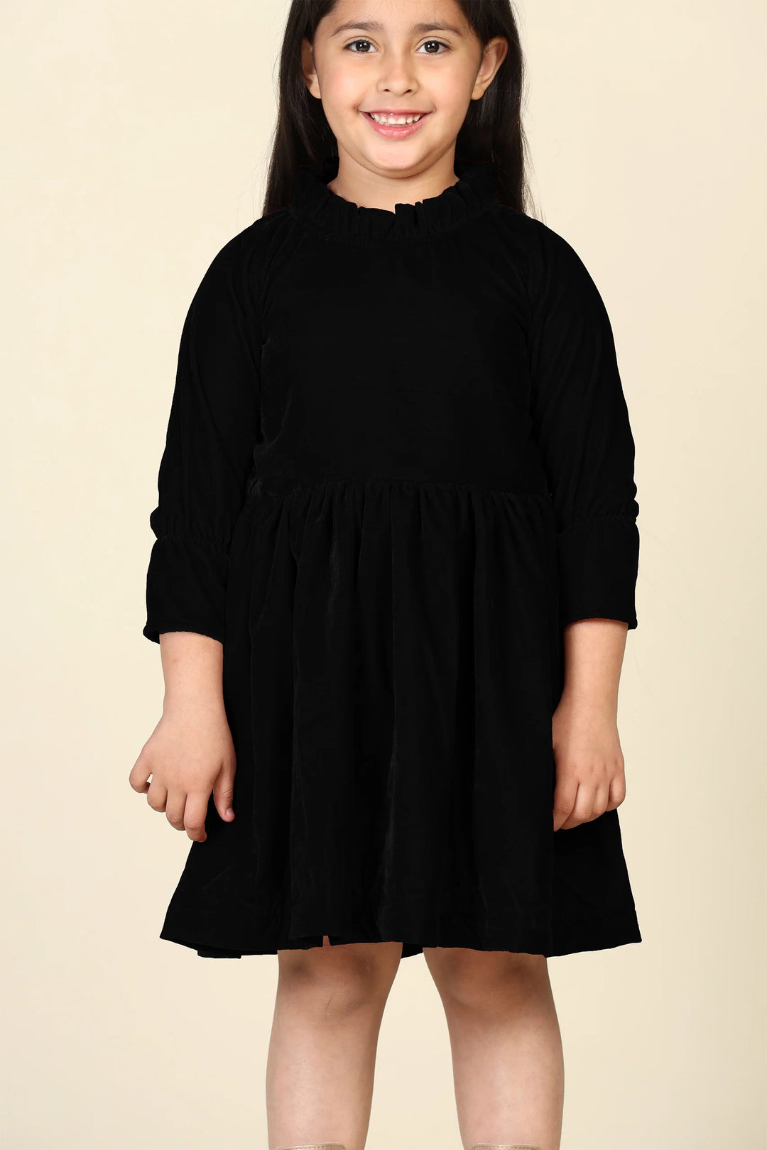 Black Samaira Velvet Dresses for Mom & Daughter
