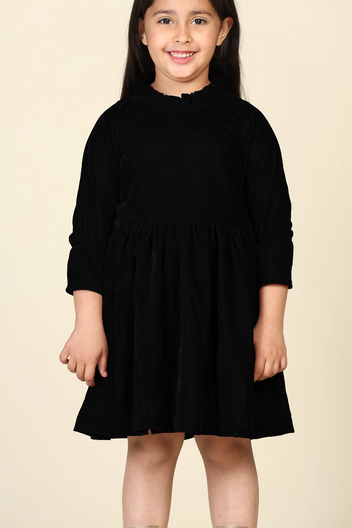 Black Samaira Velvet Dresses for Mom & Daughter