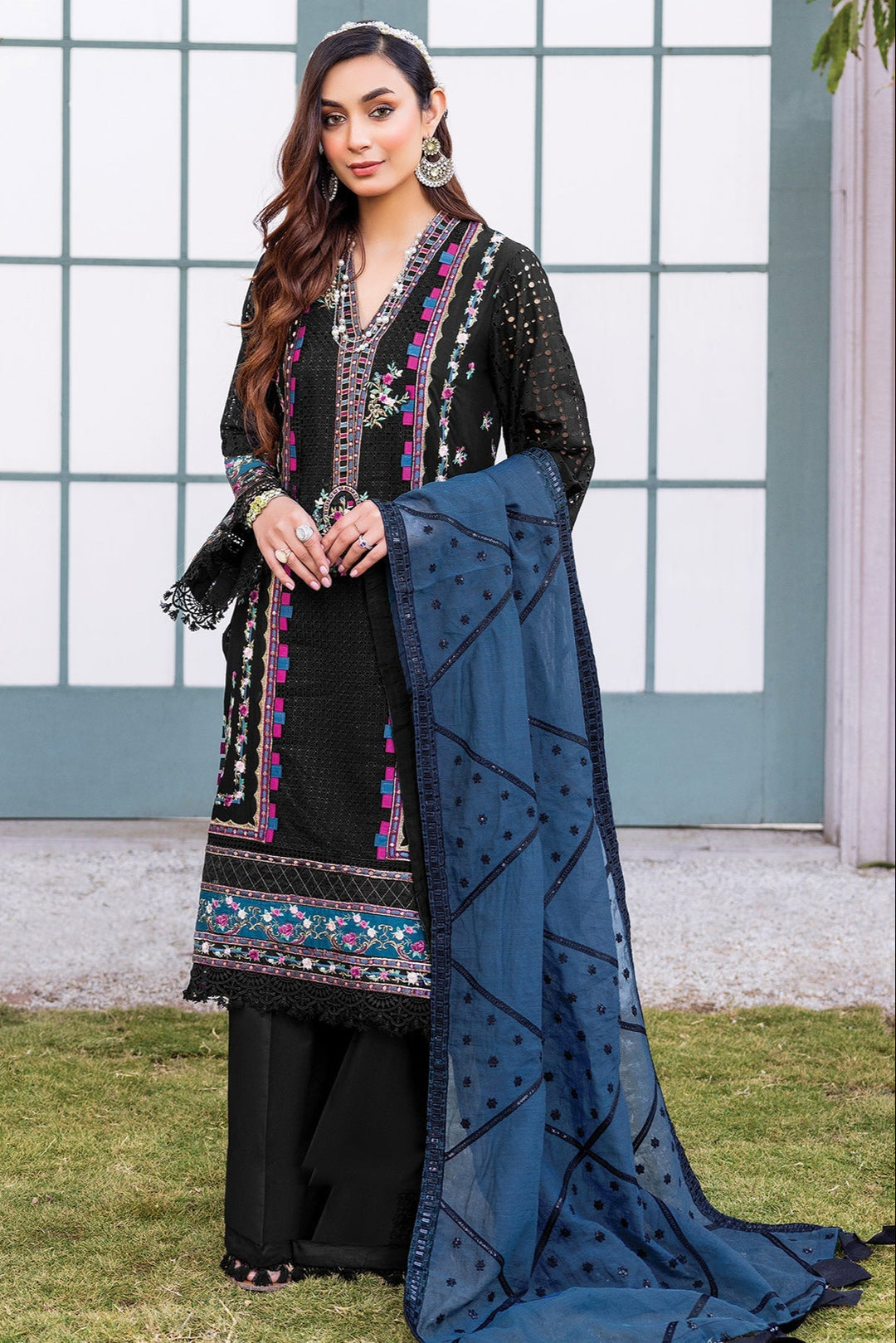 Stylish Black Georgette Kameez with Dupatta | Designer Ethnic Wear