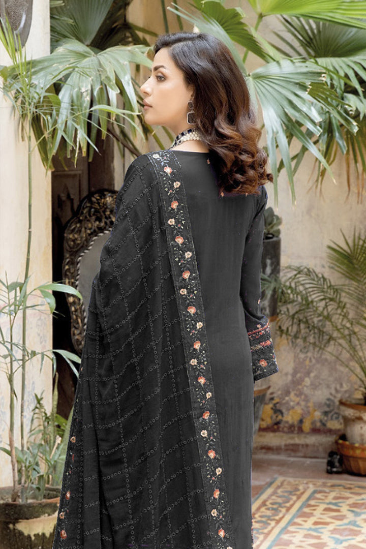 Chic Black Georgette Kameez with Dupatta | Stylish Salwar Suit Set