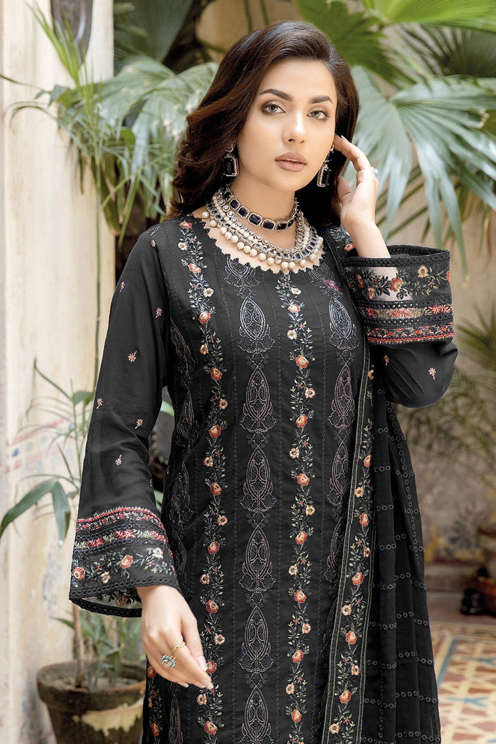 Chic Black Georgette Kameez with Dupatta | Stylish Salwar Suit Set