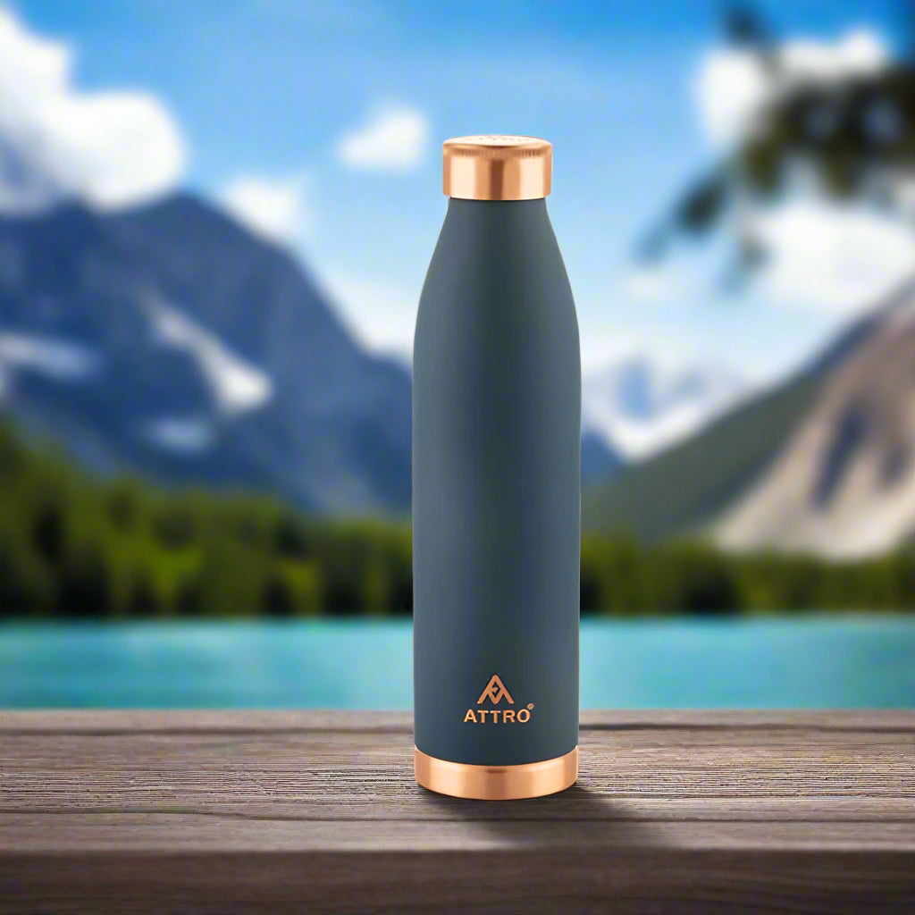 Attro 1000ml Copper Bottle | Matte Finish, Authentic Ayurveda Benefits