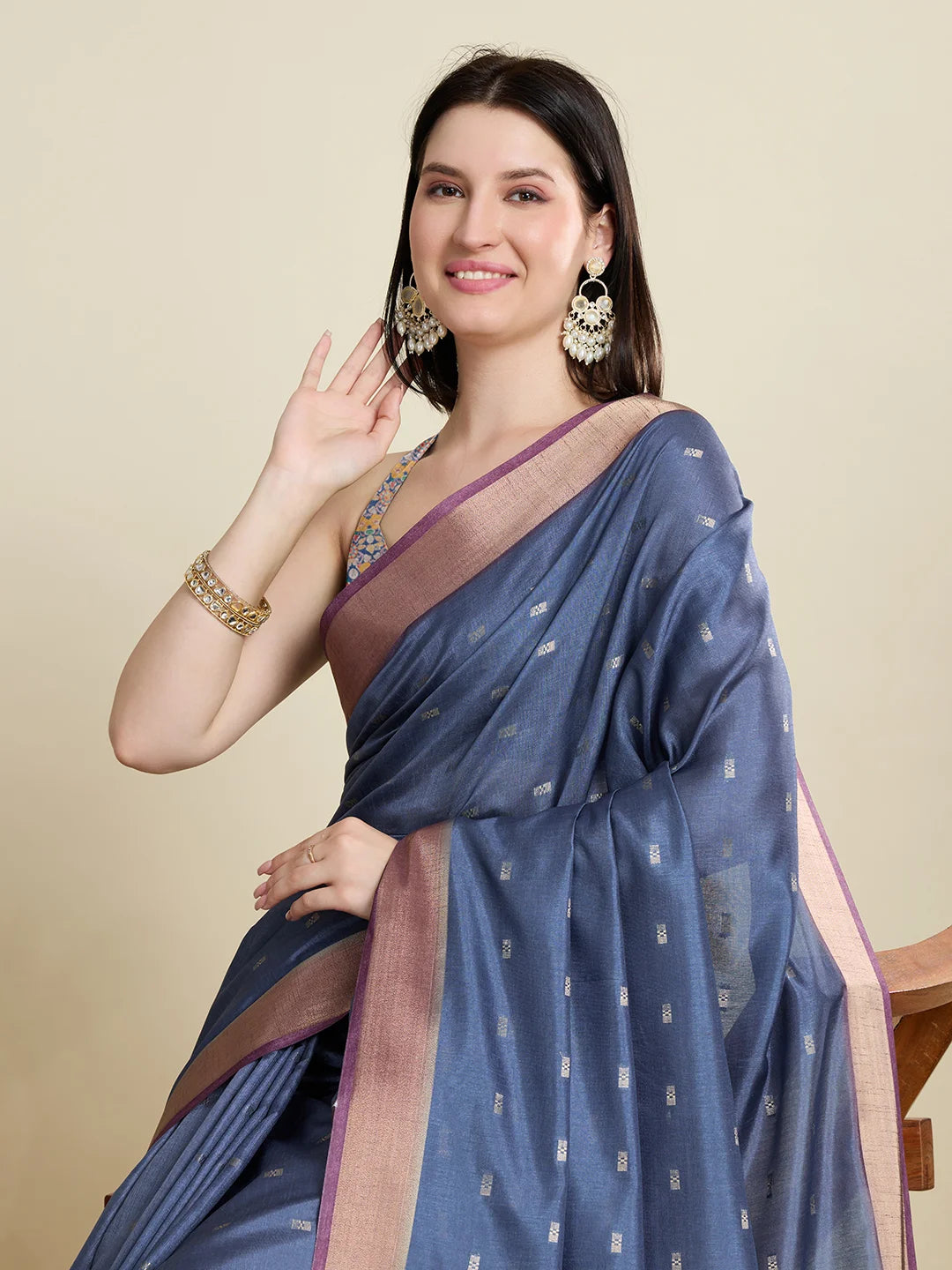 Buy Cotton Saree Designer Look Silverbin
