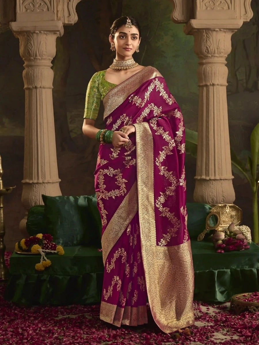 Buy Dark Pink Saree SilverBin

