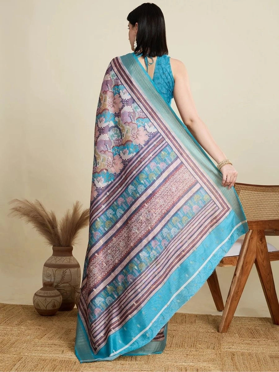 Buy Designer Border Saree Silverbin