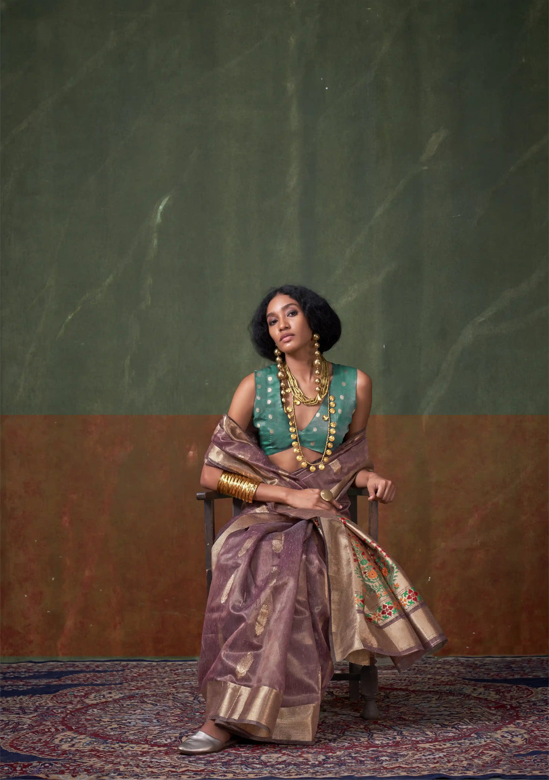 Buy Dusty Pink Silk Saree with Tissue Blouse – SilverBin


