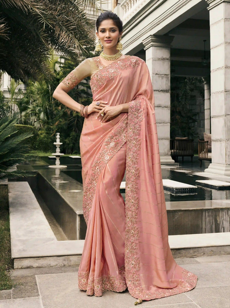 Buy Festive Viscose Tissue Saree at Best Prices with silverbin