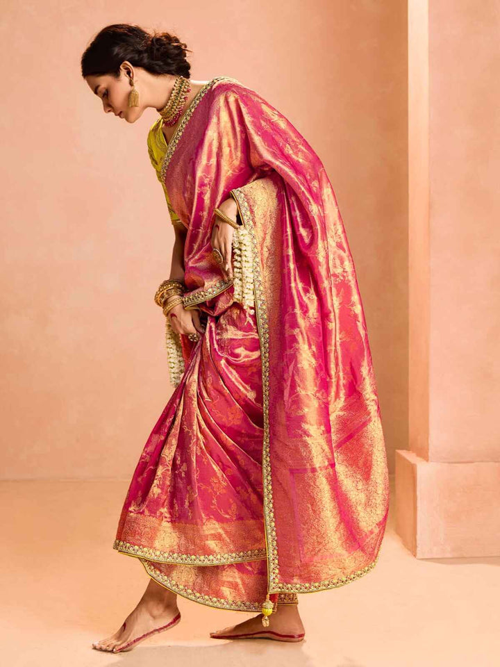 Buy Incredible Red Zari Weaving Silk Saree