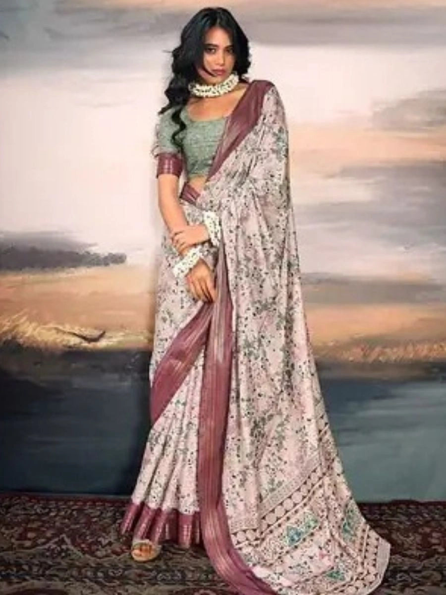 Buy Light Pink Cotton Silk Saree with Zari at Best Prices | SilverBin