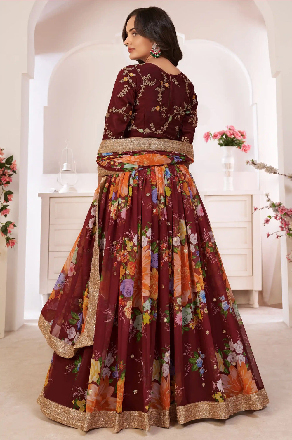 Buy Maroon Georgette Lehenga with Dupatta
