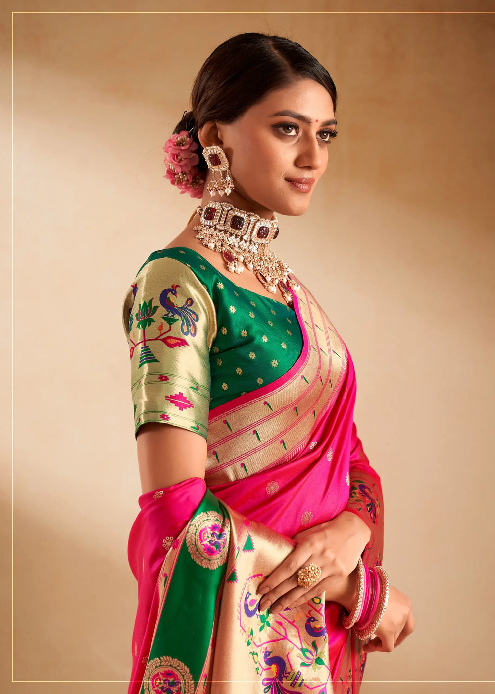 Buy Rani Pink Paithani Silk Saree Best at Prices Shop 