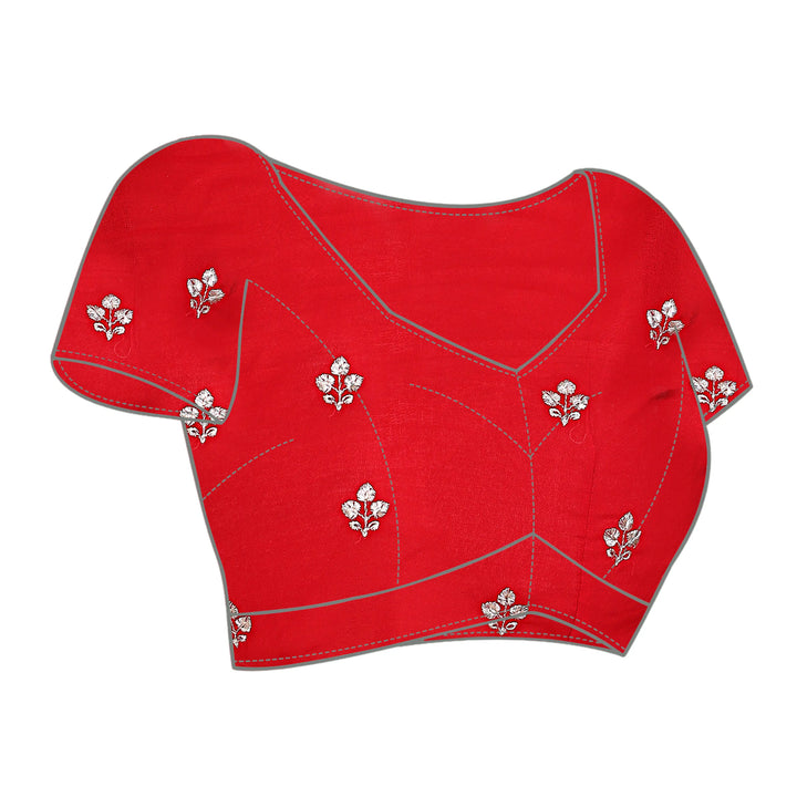 Buy Red Georgette blouse with Elegant Zari & Stone Embroidery | Silverbin
