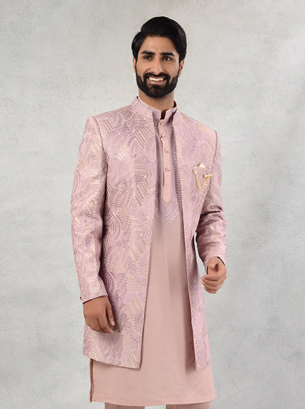 Stunning Pink Indo Western Outfit for Men | Traditional Wear