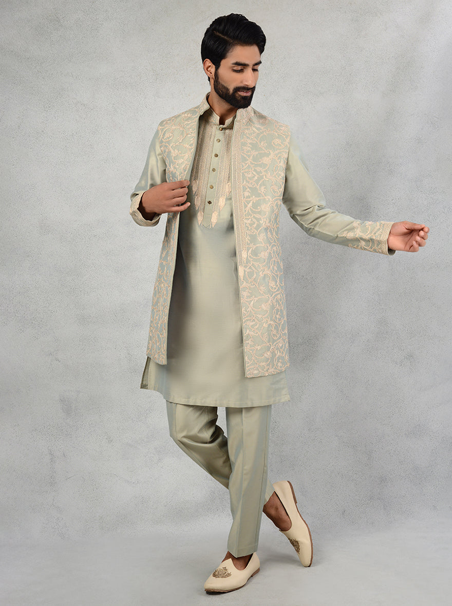 Stylish Pista Green Indo Western Attire for Men | Special Occasions