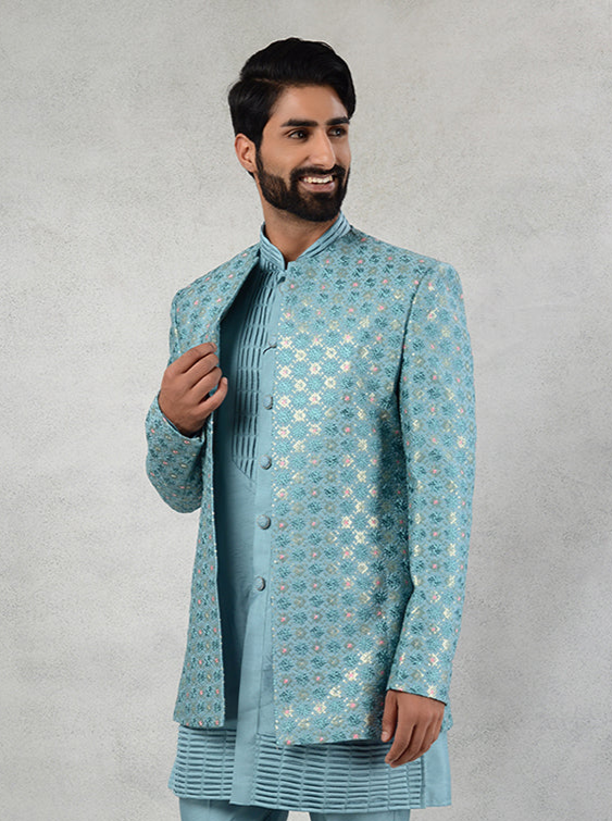 Sea Green Indo Western Outfit for Men | Perfect for Special Events