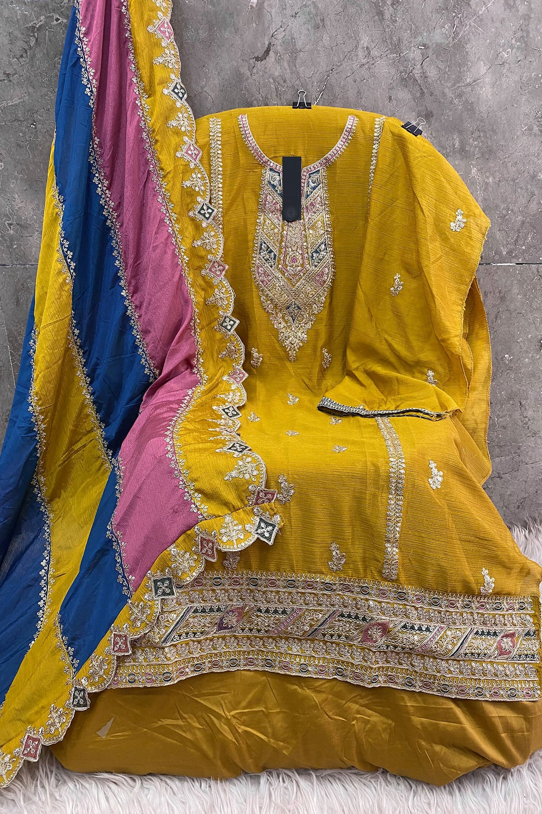 Classic Mustard Salwar Kameez | Embroidered  Premium Designer Wear