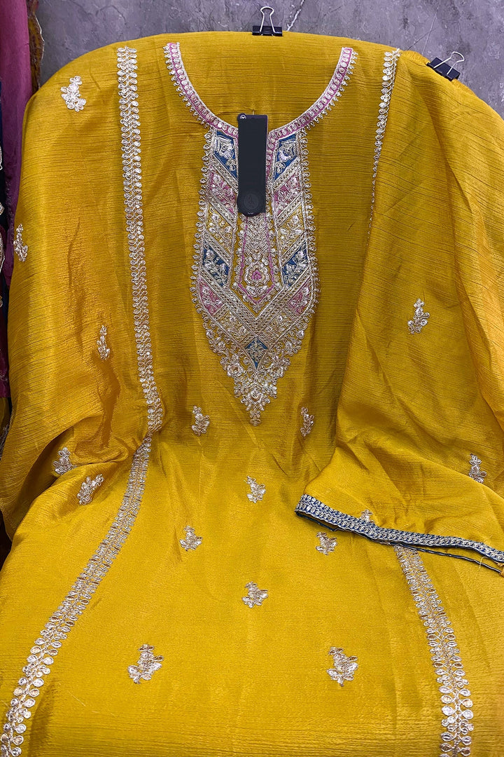 Classic Mustard Salwar Kameez | Embroidered  Premium Designer Wear