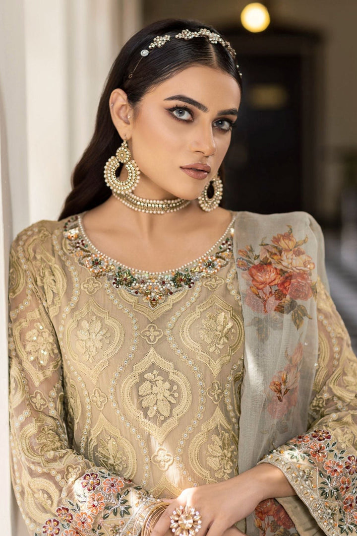 Chiku Luxury Salwar Kameez | Organza Dupatta & Stylish Embroidery