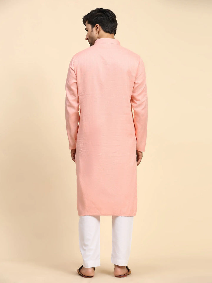 Baby Pink Kurta Set for Men | Premium Cotton Kurta Pajama Set