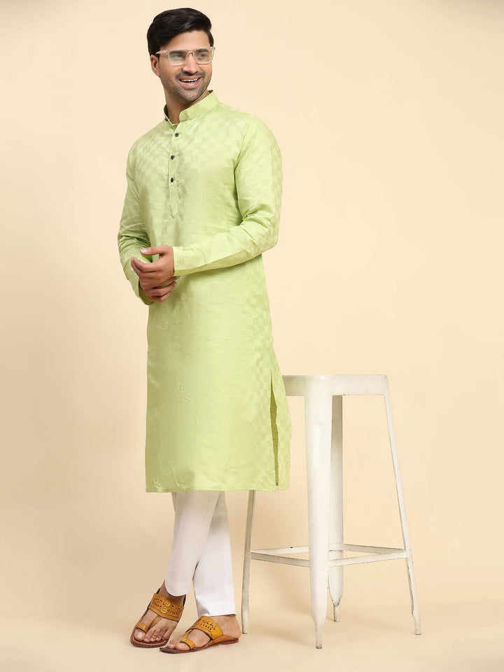 Light Green Pure Cotton Kurta Pajama for Men | Traditional Elegance