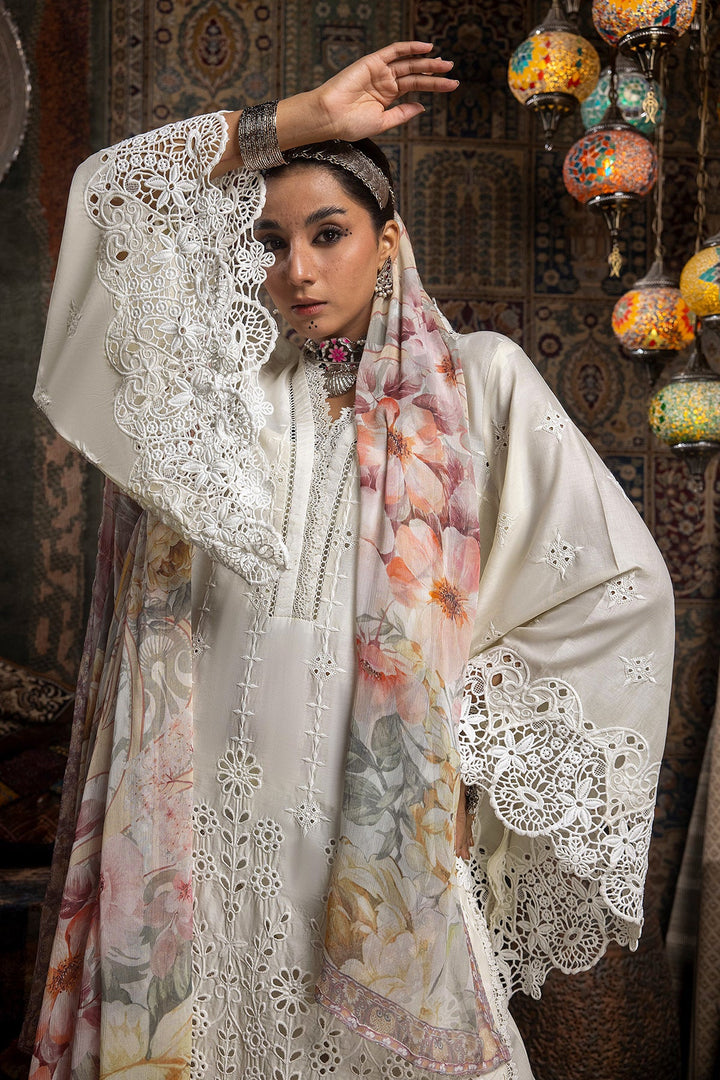 Off White Salwar Kameez | Contrast Cotton Printed Dupatta for Festive Wear