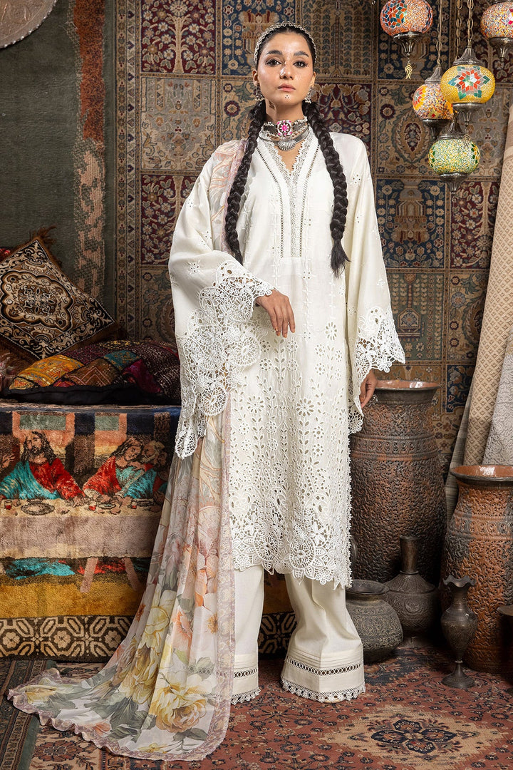 Off White Salwar Kameez | Contrast Cotton Printed Dupatta for Festive Wear