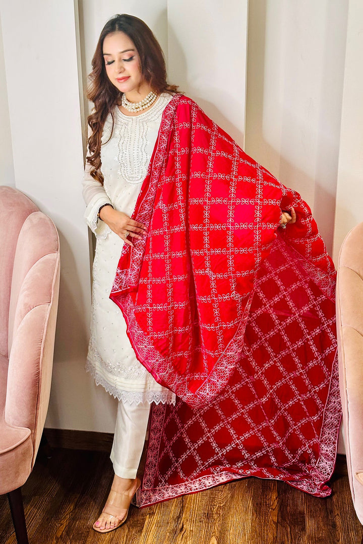 Off White Georgette Salwar Kameez | Stunning Dupatta & Elegant Design