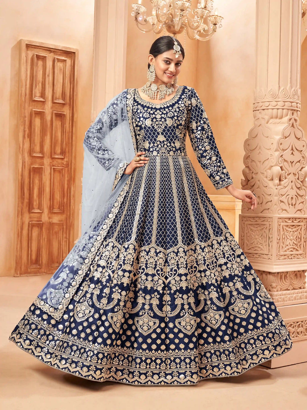 Elegant Art Silk Anarkali | Heavy Thread Embroidery for Festive & Wedding Wear