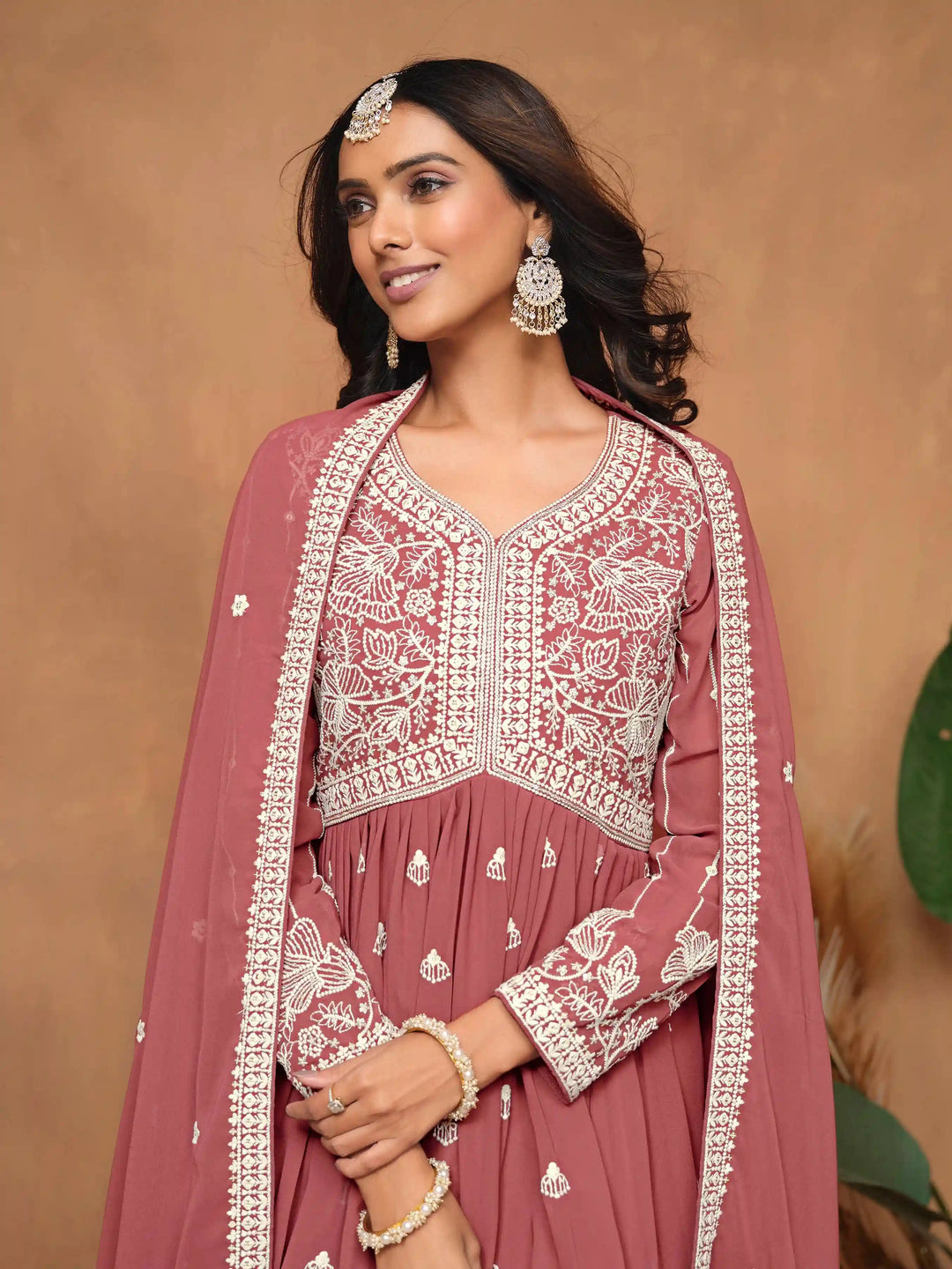 Traditional Sharara Suit | Elegant Faux Georgette with Thread Embroidery
