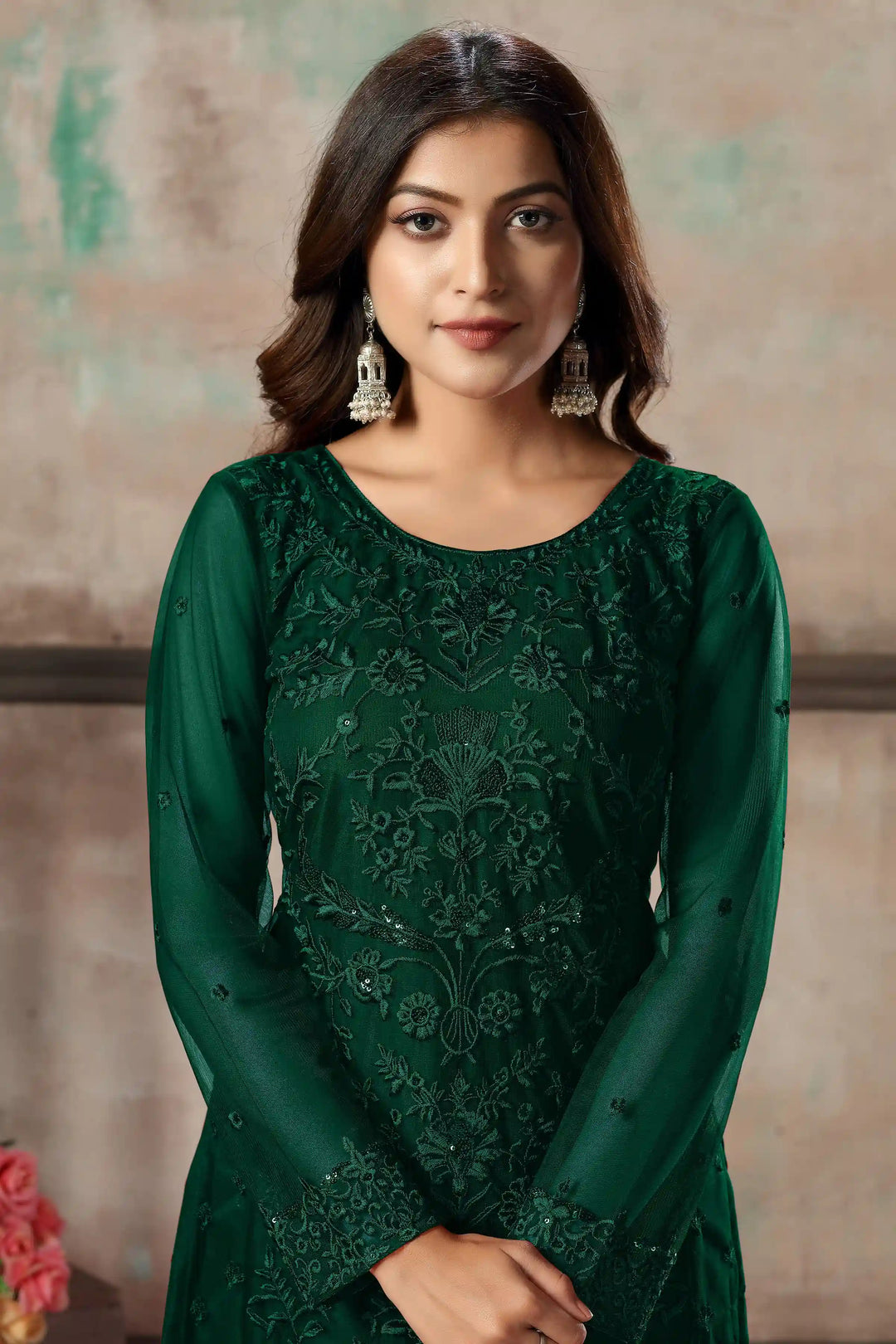 Premium Net Salwar Kameez | Festive Wear with Thread Embroidery & Sequin