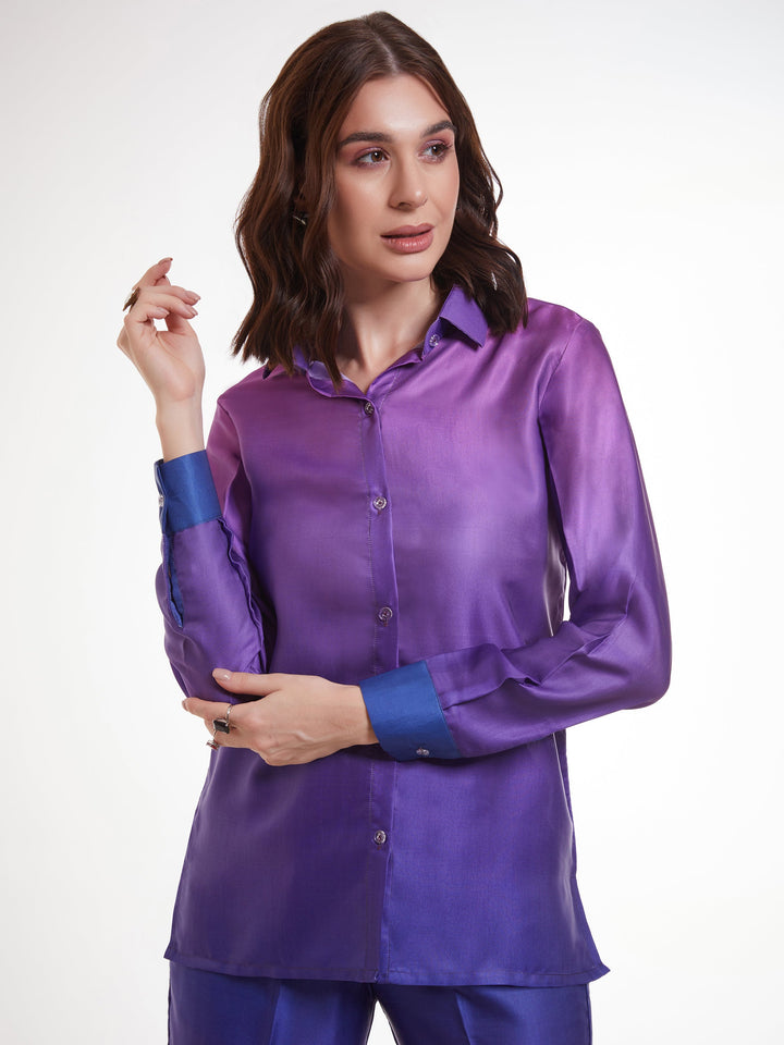 Incredible Ombre Purple Satin Party Wear Co-Ord Set